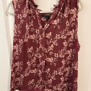 41 Hawthorn Red Ruffled Sleeveless Blouse
